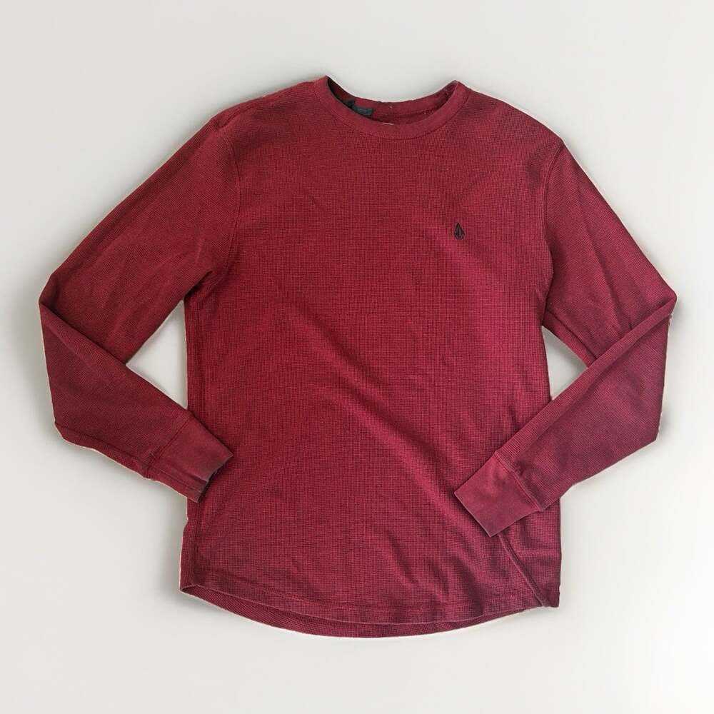 Volcom Waffle Thermal Shirt Men’s Size Large Red Grunge Punk Long Sleeve EUC XL